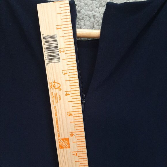 Lauren Ralph Lauren Nave Blue Classic Sleeveless Dress Faux wrap belt Size 12 - Picture 6 of 9